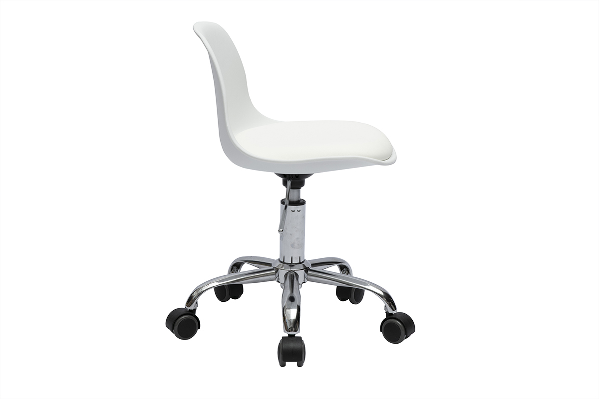Fauteuil de bureau blanc enfant  roulettes STEEVY