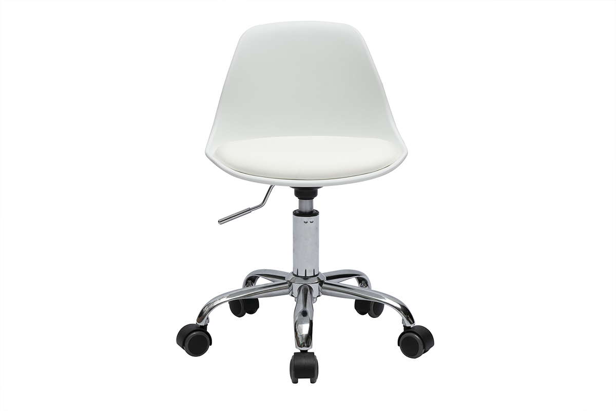 Fauteuil de bureau blanc enfant  roulettes STEEVY