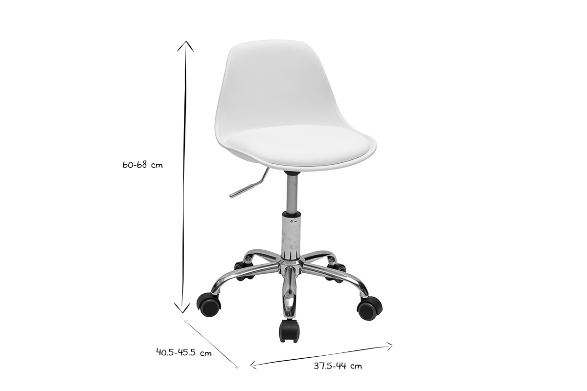 Fauteuil de bureau blanc enfant  roulettes STEEVY