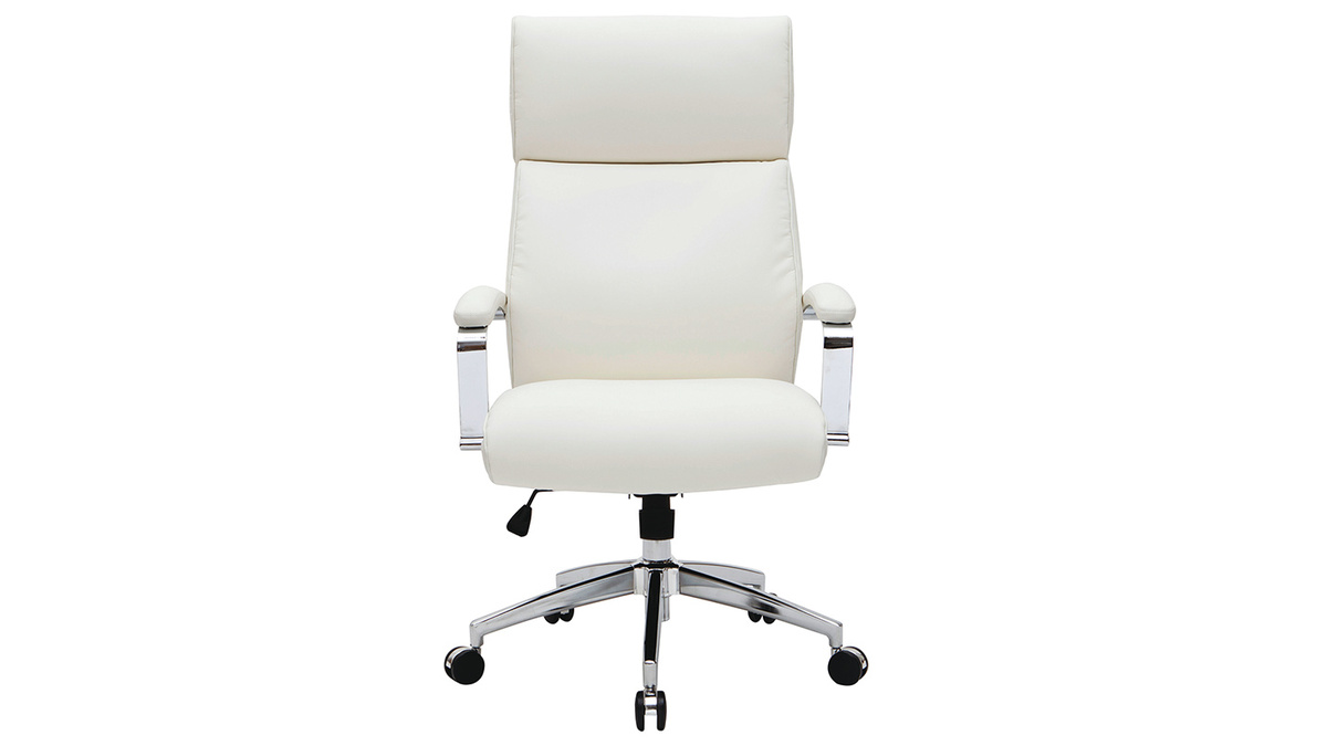 Fauteuil de bureau cuir blanc CITY - cuir de vache