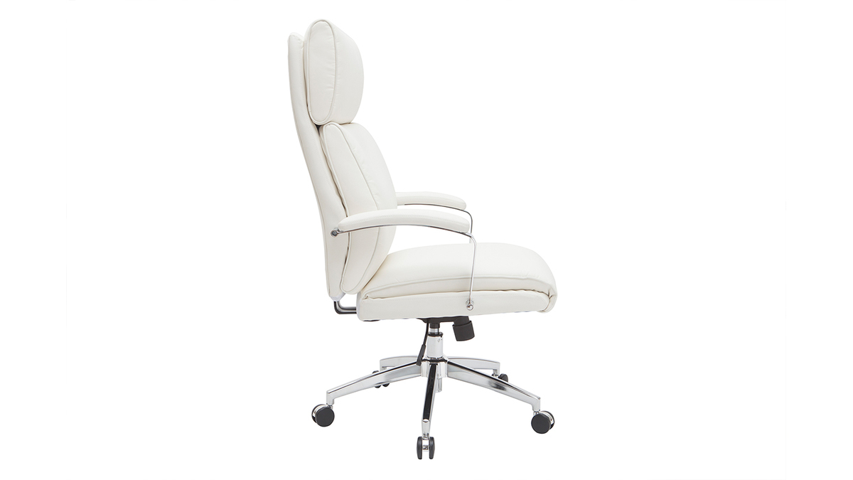 Fauteuil de bureau cuir blanc CITY - cuir de vache