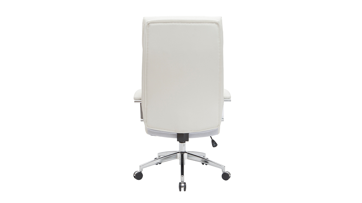 Fauteuil de bureau cuir blanc CITY - cuir de vache