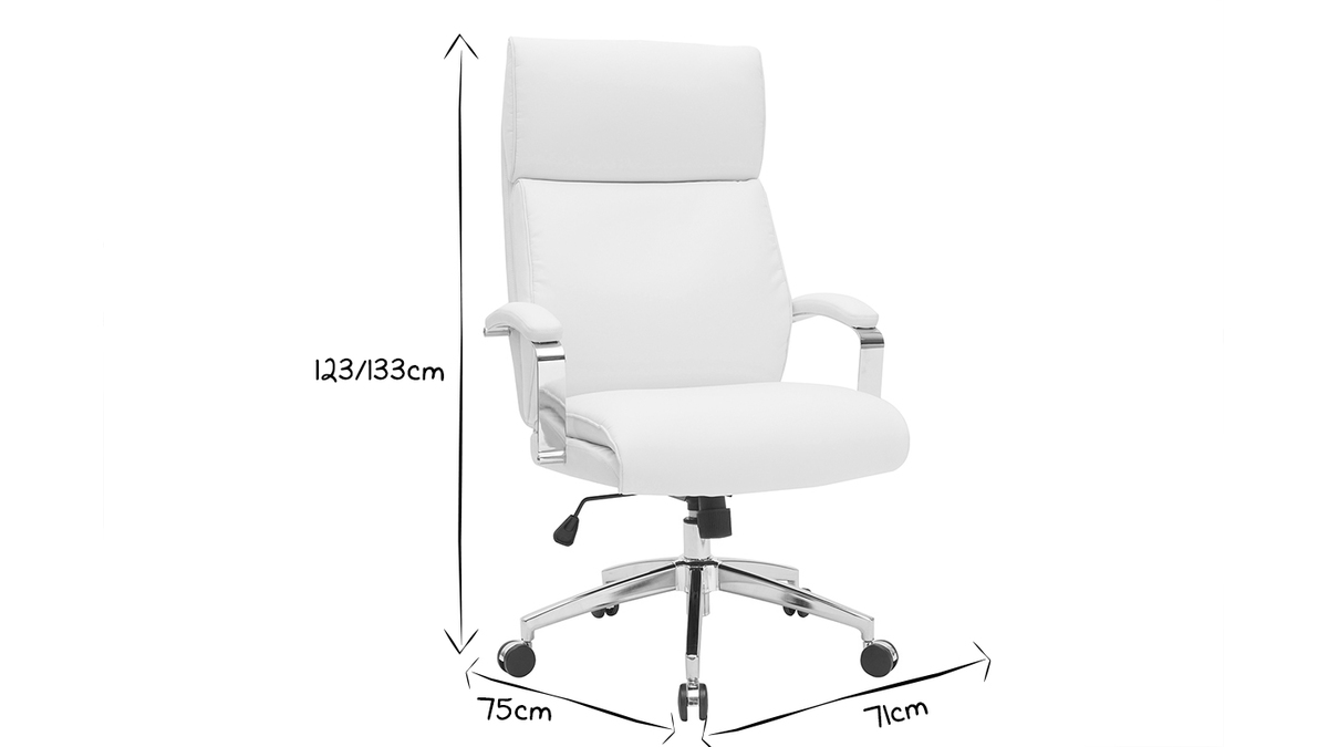 Fauteuil de bureau cuir blanc CITY - cuir de vache