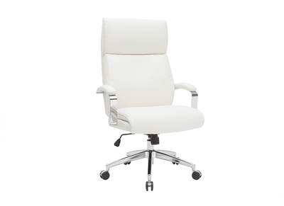 Fauteuil de bureau cuir blanc CITY - cuir de vache