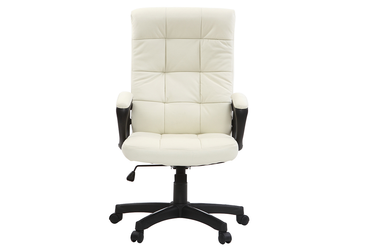 Fauteuil de bureau cuir design blanc LORENZO