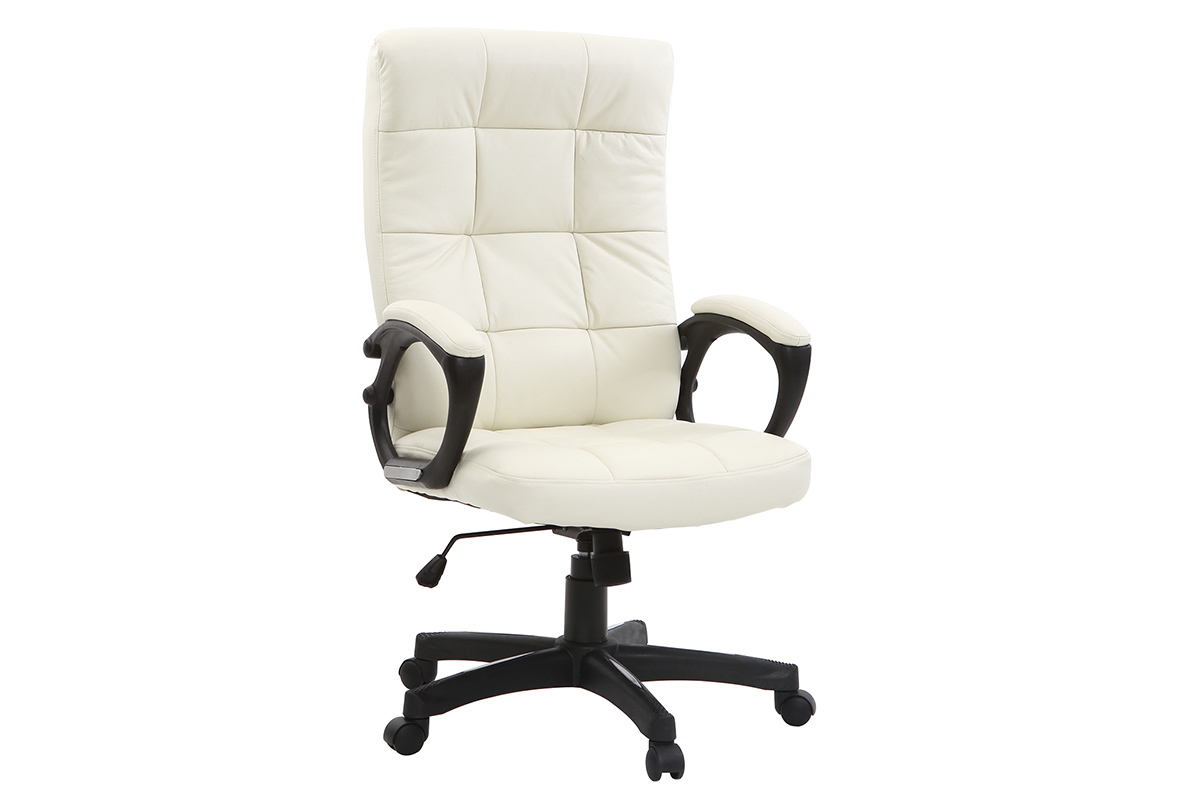Fauteuil de bureau cuir design blanc LORENZO