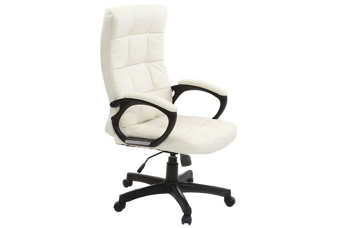 Fauteuil de bureau cuir design blanc LORENZO