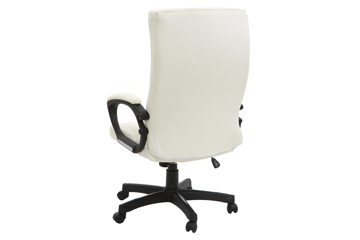 Fauteuil de bureau cuir design blanc LORENZO