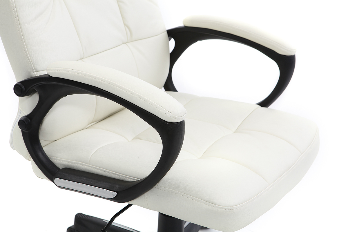 Fauteuil de bureau cuir design blanc LORENZO