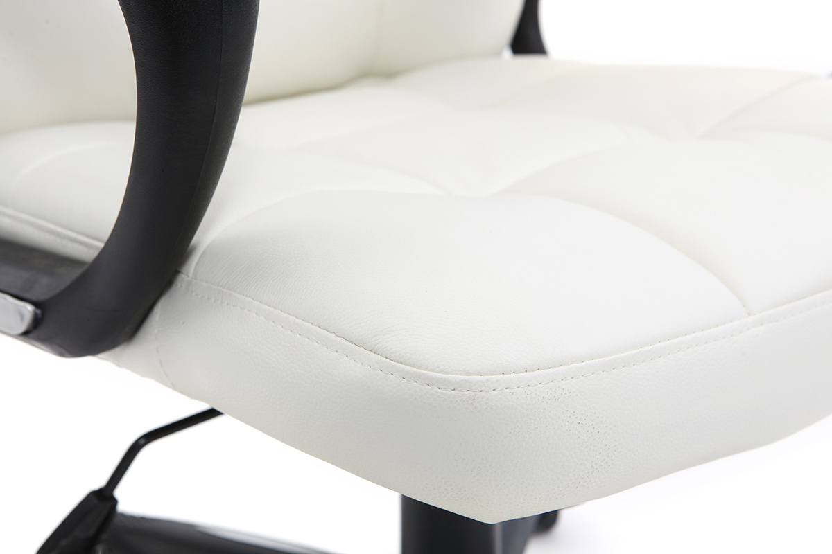 Fauteuil de bureau cuir design blanc LORENZO