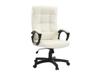 Fauteuil de bureau cuir design blanc LORENZO