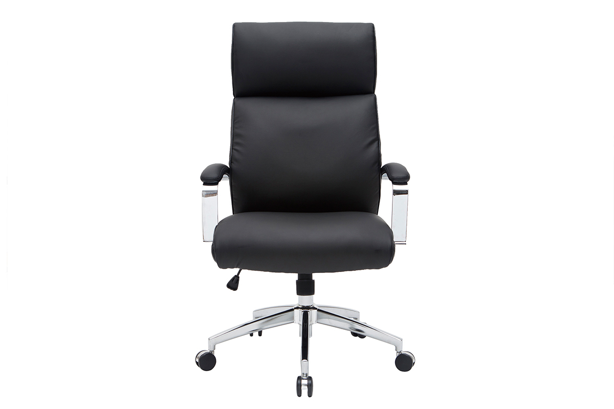 Fauteuil de bureau cuir noir CITY - cuir de vache