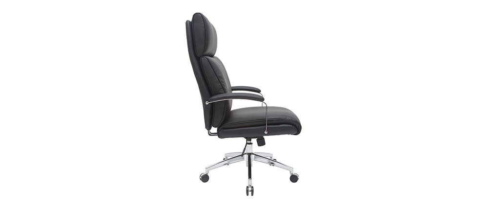 Fauteuil de bureau cuir noir CITY - cuir de vache