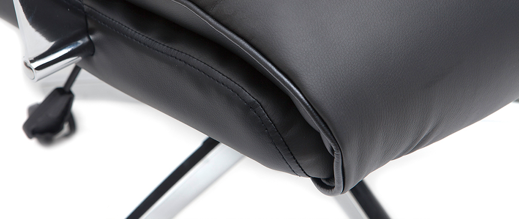 Fauteuil de bureau cuir noir CITY - cuir de vache