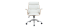 Fauteuil de bureau design blanc et bois clair ELON