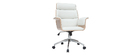 Fauteuil de bureau design blanc et bois clair ELON