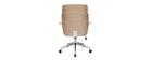 Fauteuil de bureau design blanc et bois clair ELON