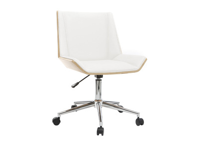 Fauteuil de bureau design blanc et bois clair MELKIOR