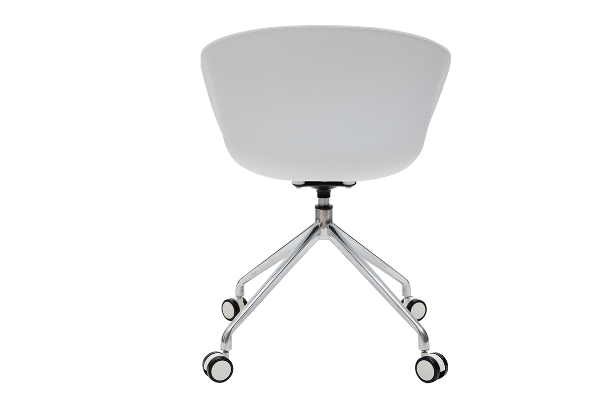 Fauteuil de bureau design blanc et tissu gris clair SCAFO