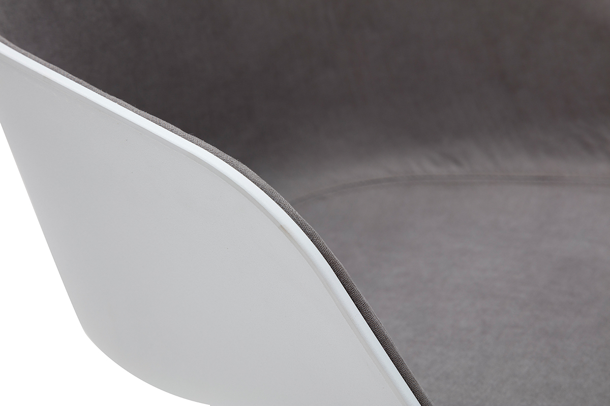 Fauteuil de bureau design blanc et tissu gris clair SCAFO