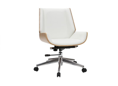 Fauteuil de bureau design bois clair et blanc CURVED