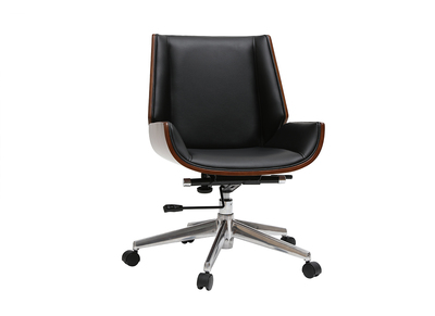 Fauteuil de bureau design bois fonc&eacute; et noir CURVED