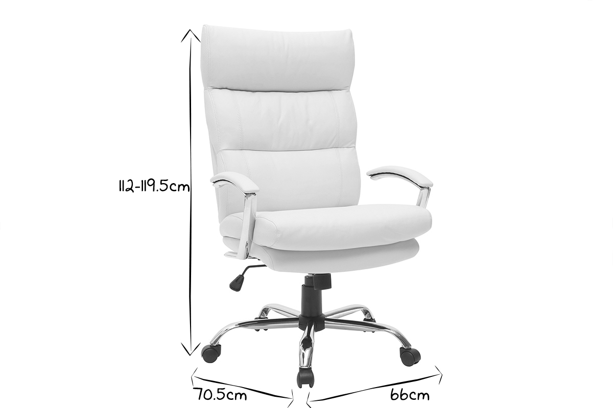 Fauteuil de bureau design cuir blanc TILIO - cuir de vache