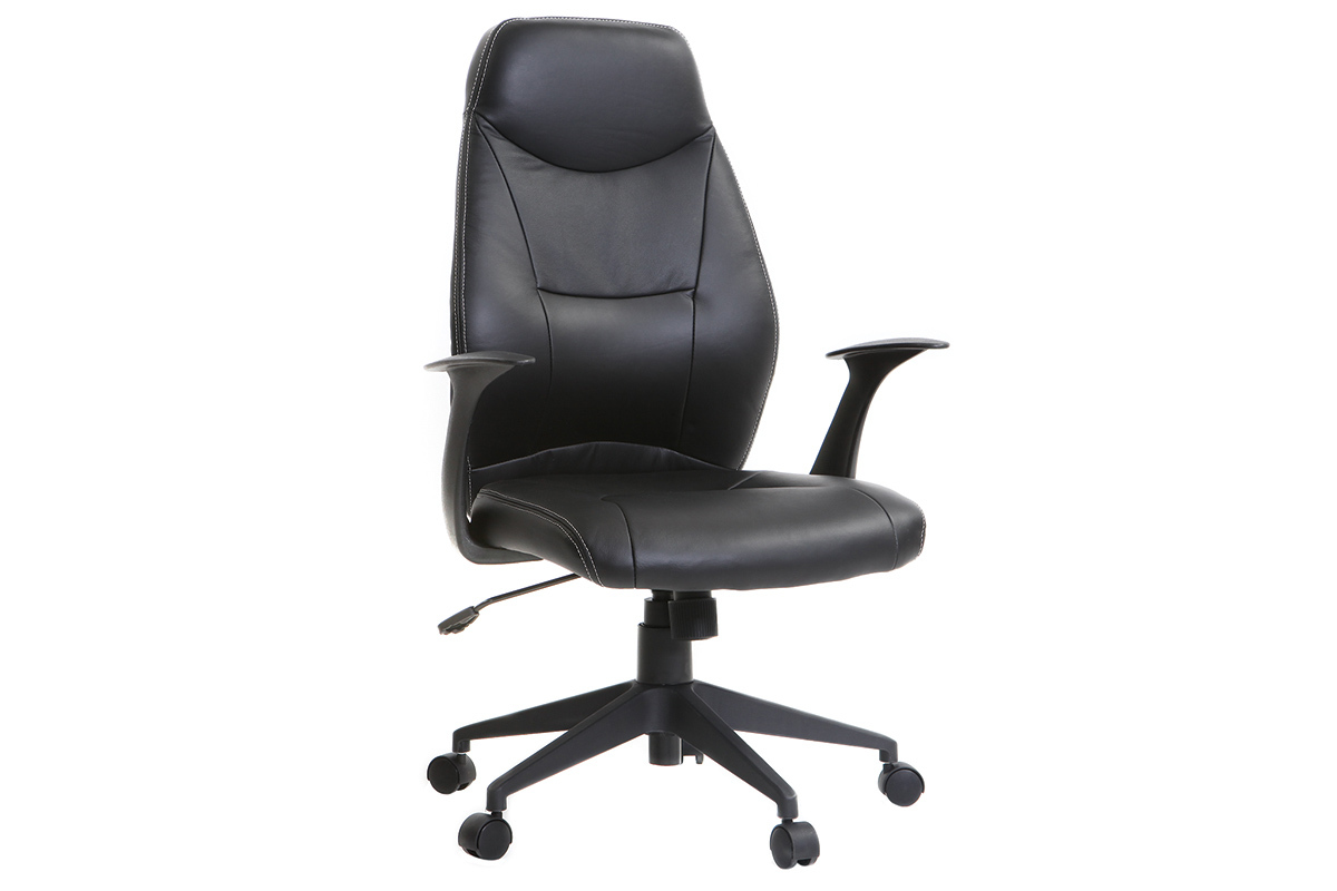 Fauteuil de bureau design cuir noir DARIO
