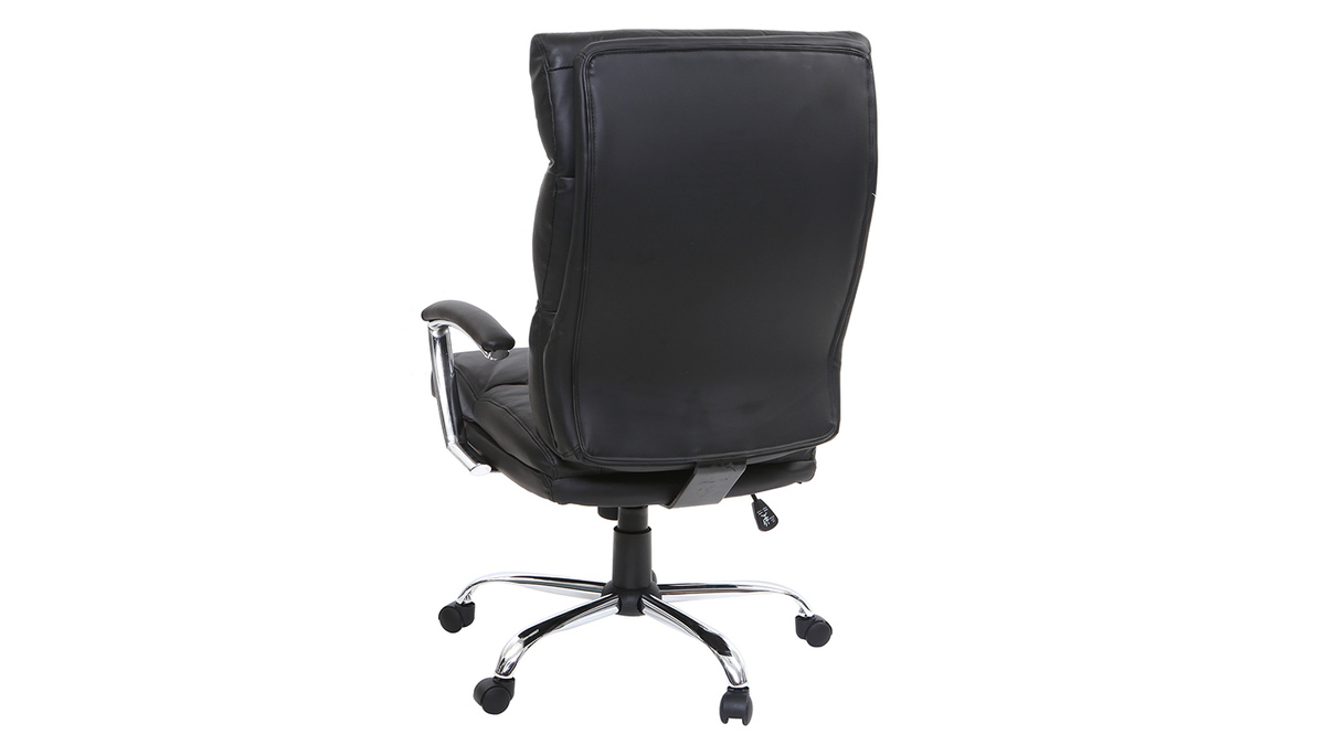 Fauteuil de bureau design cuir noir TILIO - cuir de vache