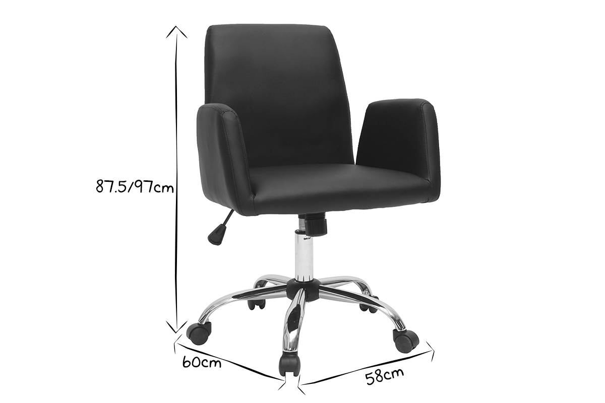 Fauteuil de bureau design en PU noir ARIEL