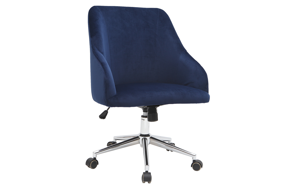 Fauteuil de bureau design en velours bleu nuit SCARLETT
