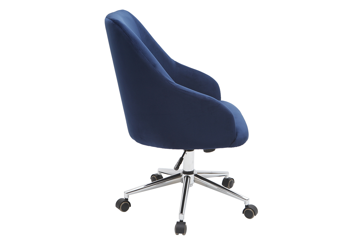 Fauteuil de bureau design en velours bleu nuit SCARLETT