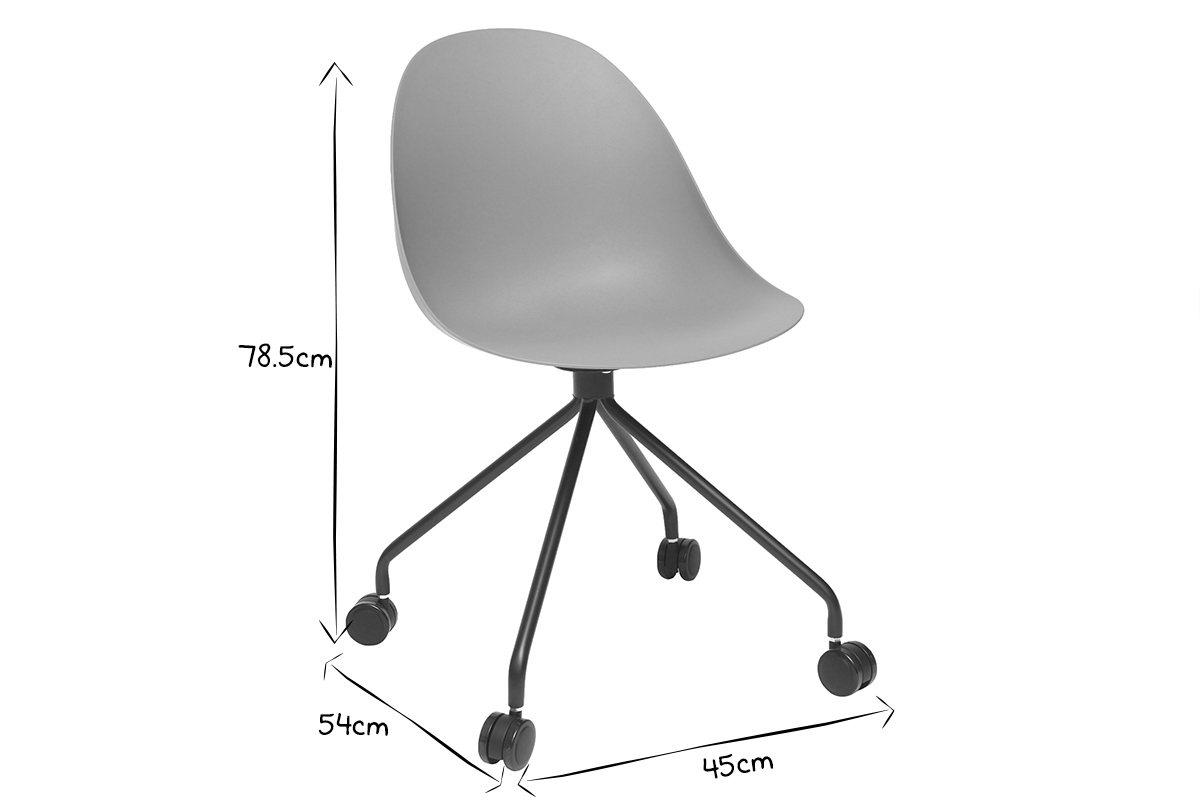 Fauteuil de bureau design gris et noir CONCHA