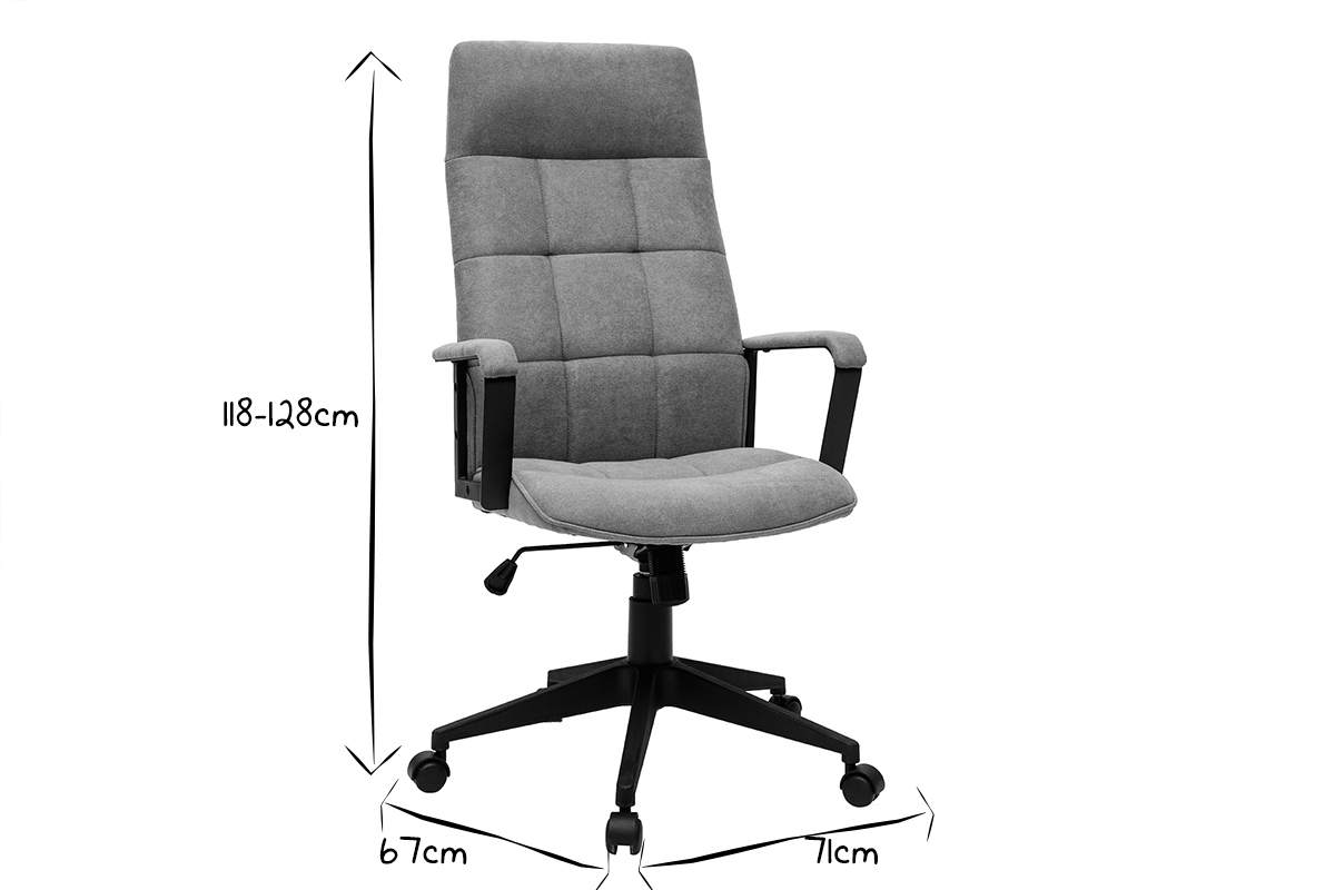 Fauteuil de bureau design mtal et tissu gris MARSHALL