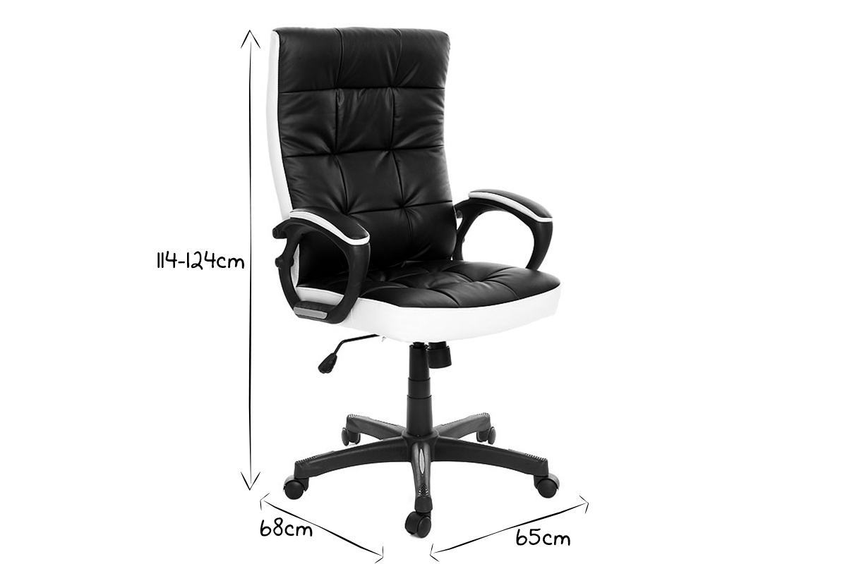 Fauteuil de bureau design noir et blanc LORENZO