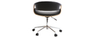 Fauteuil de bureau design noir et bois clair ARAMIS