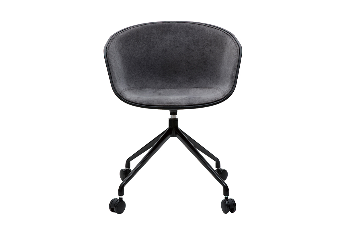 Fauteuil de bureau design noir et tissu gris fonc� SCAFO