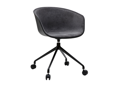 Fauteuil de bureau design noir et tissu gris fonc&eacute; SCAFO