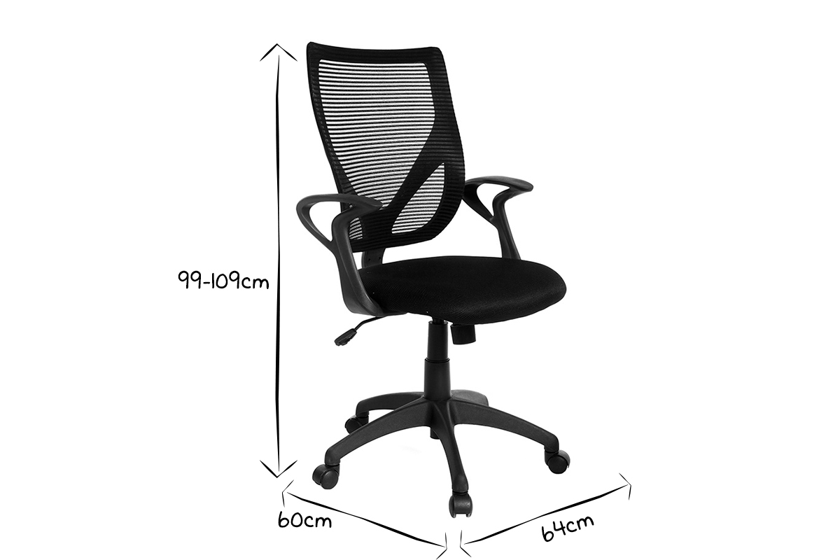 Fauteuil de bureau design noir PAOLO