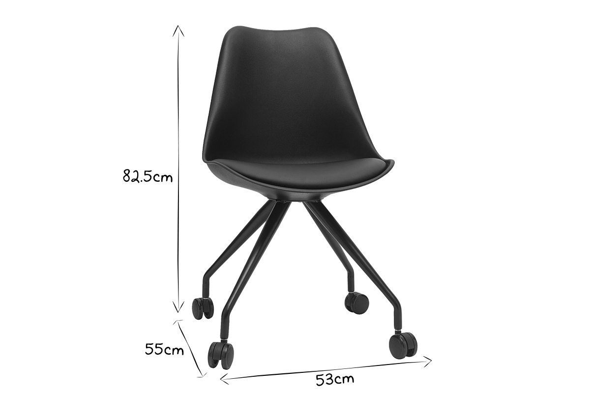 Fauteuil de bureau design noir PAULINE