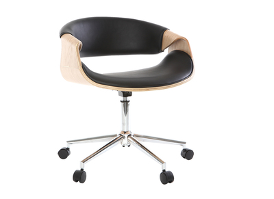 Fauteuil de bureau design PU Noir / Bois clair ARAMIS
