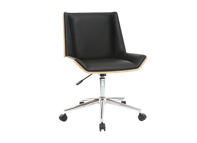 Fauteuil de bureau design PU noir et bois MELKIOR