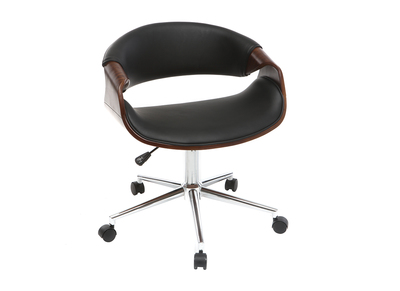 Fauteuil de bureau design PU noir et noyer ARAMIS