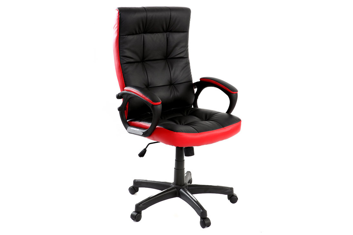 Fauteuil de bureau design rouge et noir LORENZO