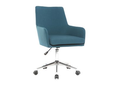Fauteuil de bureau design tissu bleu canard SHANA
