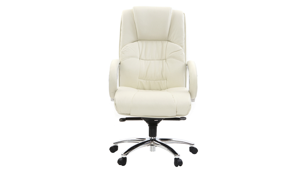 Fauteuil de bureau en cuir blanc DONATELLO - cuir de vache