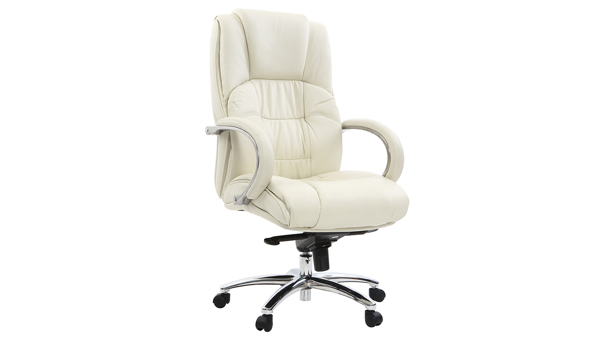 Fauteuil de bureau en cuir blanc DONATELLO - cuir de vache