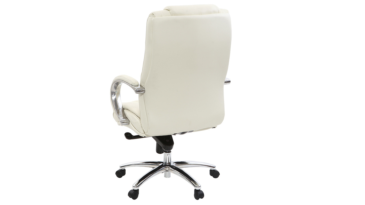 Fauteuil de bureau en cuir blanc DONATELLO - cuir de vache