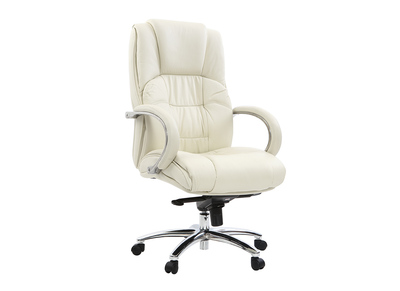 Fauteuil de bureau en cuir blanc DONATELLO - cuir de vache