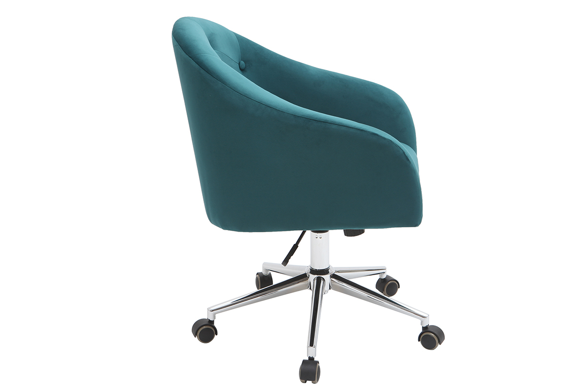 Fauteuil de bureau en velours bleu p�trole SHARON